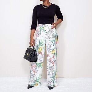 Zara floral wide leg pants